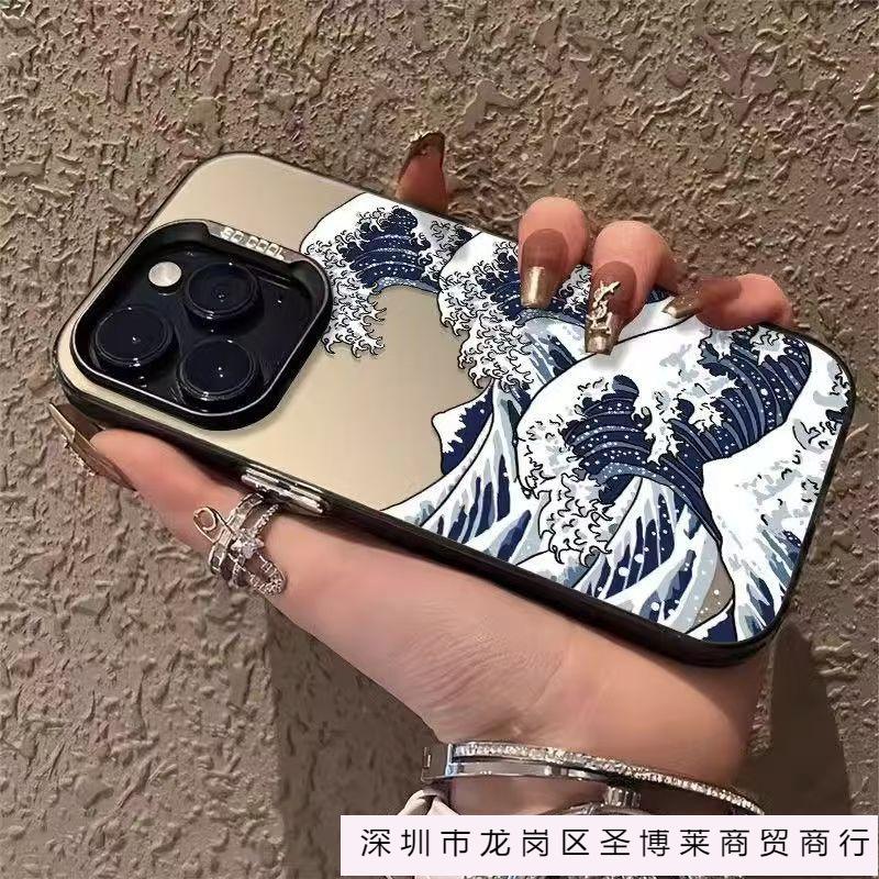 Stormy waves apple 16promax mobile phone case iPhone15 colored silver 14pro matte 13/12/78/x/xs