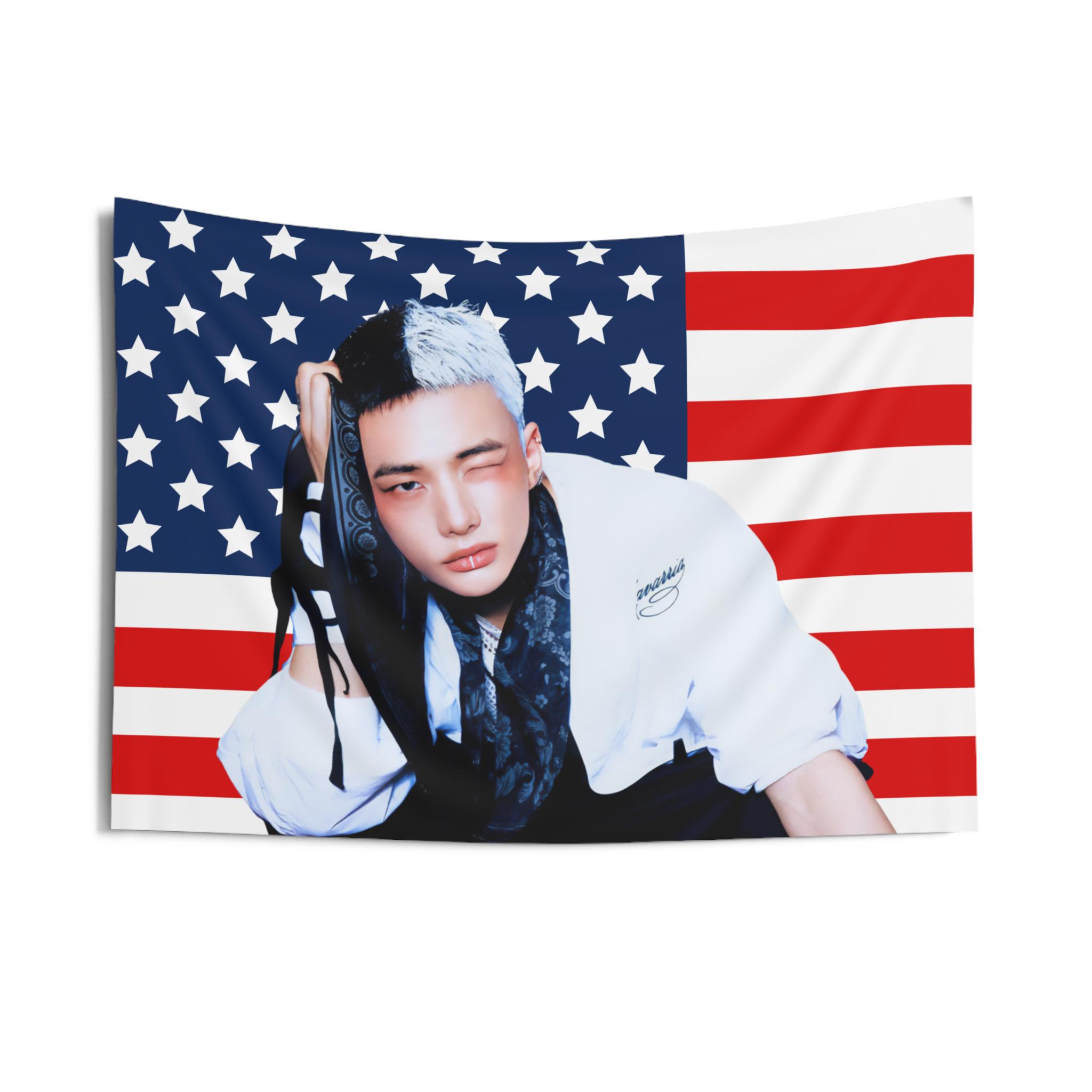 Hyunjin Captivating Charm American Flag American Flag Background Room Decoration Wall Tapestries Room Decor Wall Cloth Party 74x94cm(29x37in)