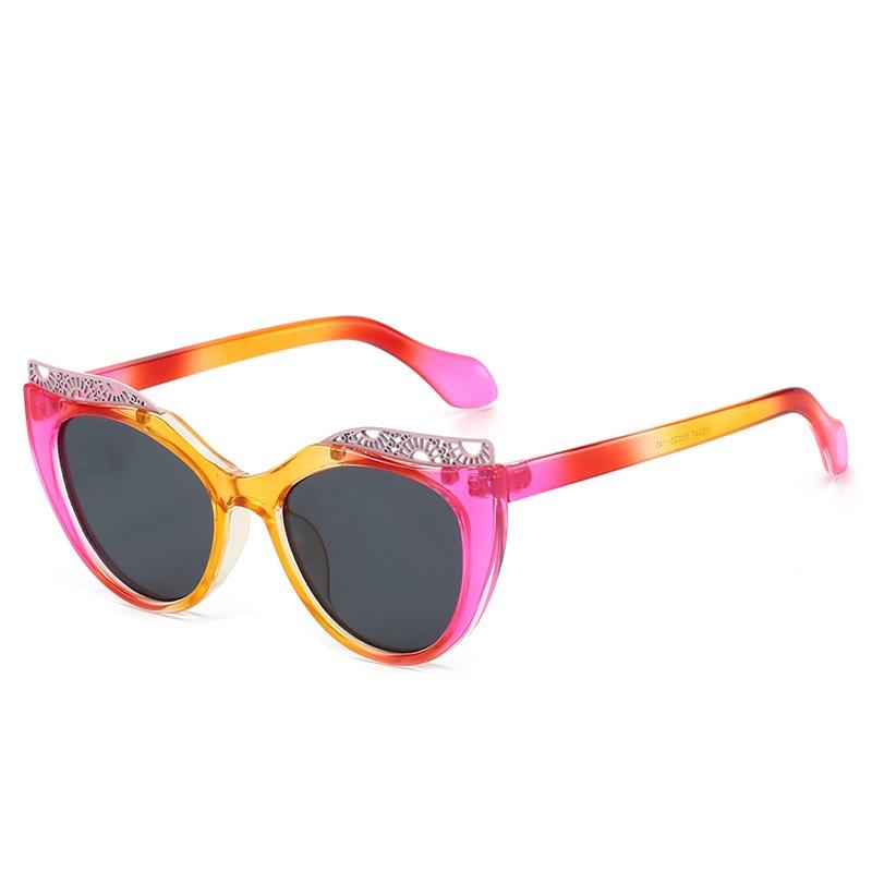 New Luxury Colorful Cat Eye Sunglasses for Women Hollow Frame Design UV400 Protection All Match Casual Glasses