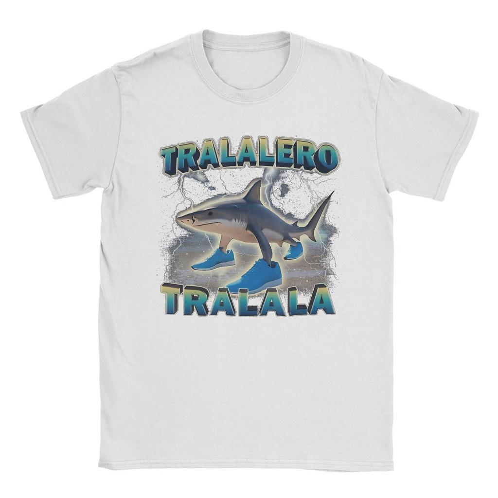 Printed Tralalero Tralala Funny Shark Meme T Shirt For Unisex  100% Cotton T-shirts Short Sleeve Clothes
