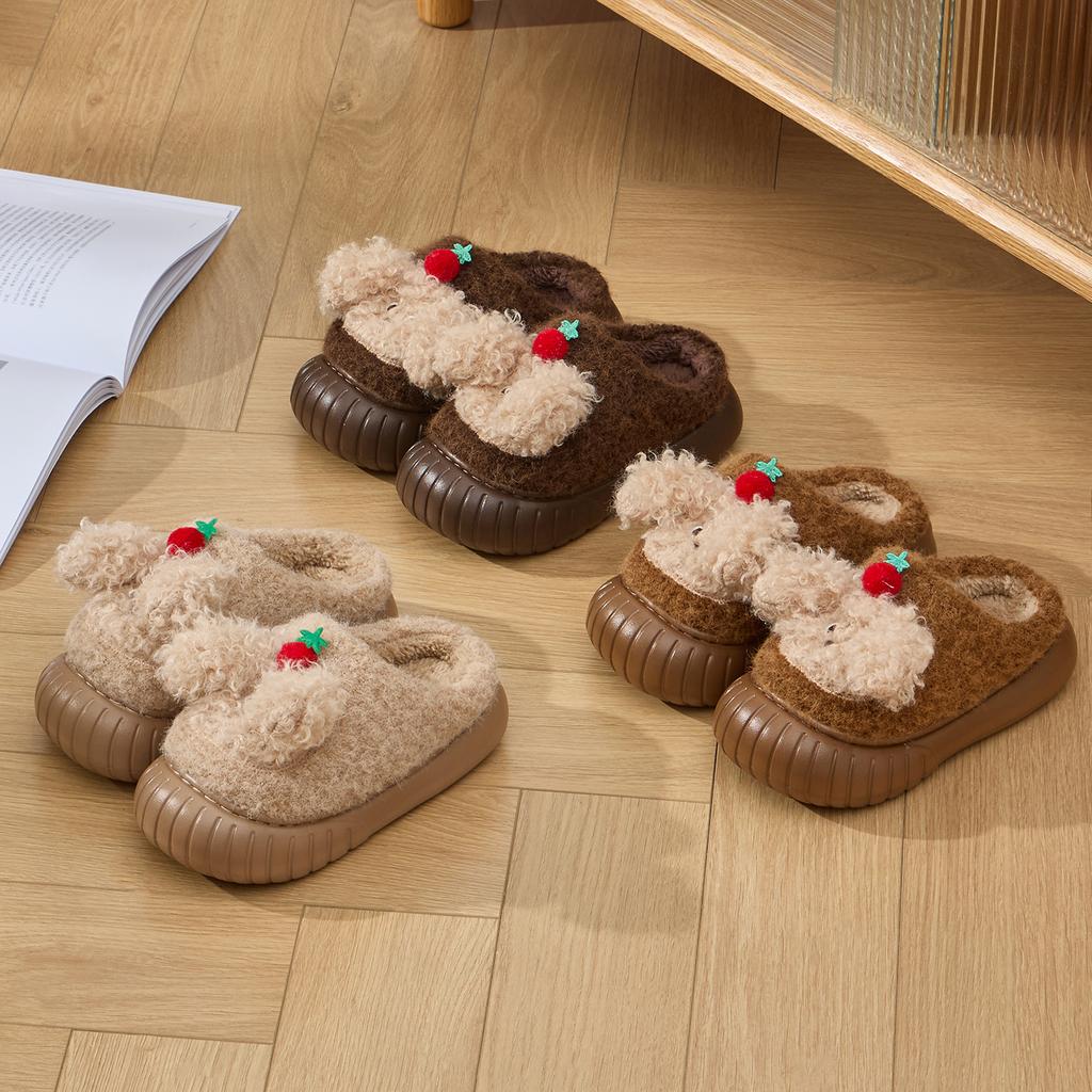 Winter Cute Children Home Slippers Plush Warm Thick Bottom Slides Cartoon Comfortable Non-Slip Slippers Indoor Outdoor Men Casual Slippers