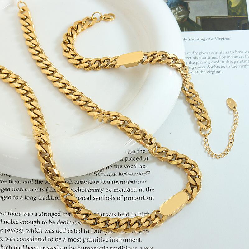 Cold Wind Exaggerated Chain Necklace, Minimalist Light Luxury Bracelet Jewelry Set