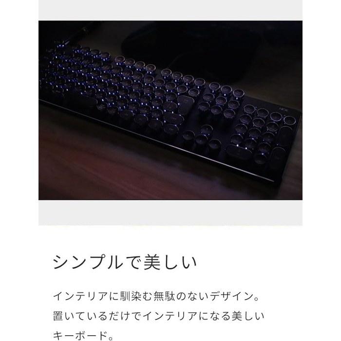 HKW Typewriter-Style Mechanical Keyboard Blue Switches JIS 109-Key Wired USB Japanese Keyboard (Black)