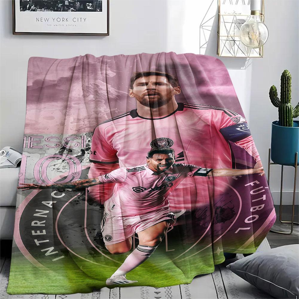 1PC Lionel Messi Patterned Flannel Blanket Suitable For All Seasons for Home Decor Warmth and Comfort Gifts Holiday Present