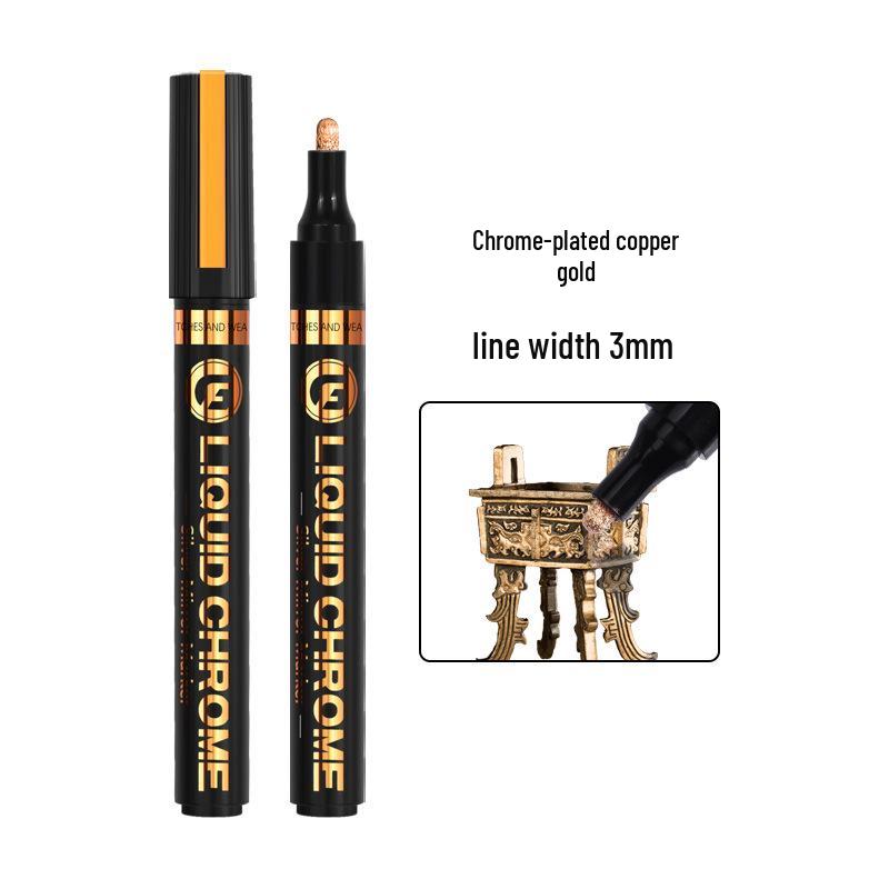 Wide Collection 843 Chrome Reflective Pen: Silver Plated Marker for DIY & Gundam Models.