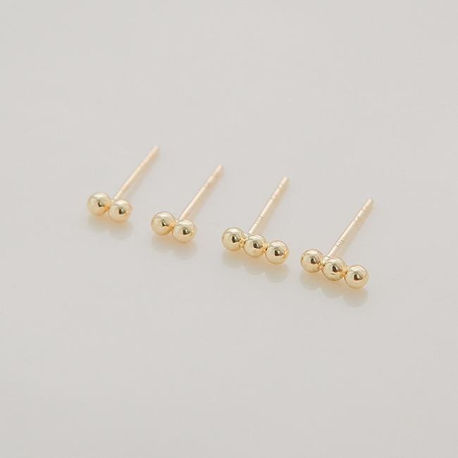 Lunne 14K 2-Tier 3-Tier Mini Ball Earrings (14K Gold) #Es24