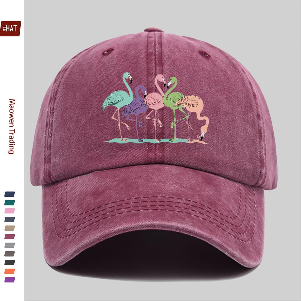 pc Five Colorful Flamingo Print Baseball Cap Travel Casual Design Sun Hat Comfortable and Lightweight Multiple Colors Availa