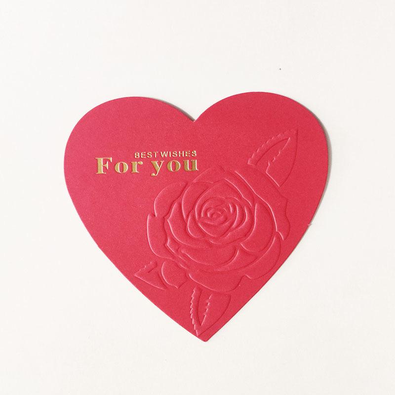 Qixi Festival Love Heart Cake Topper with Red & White Rose Embossed Card
