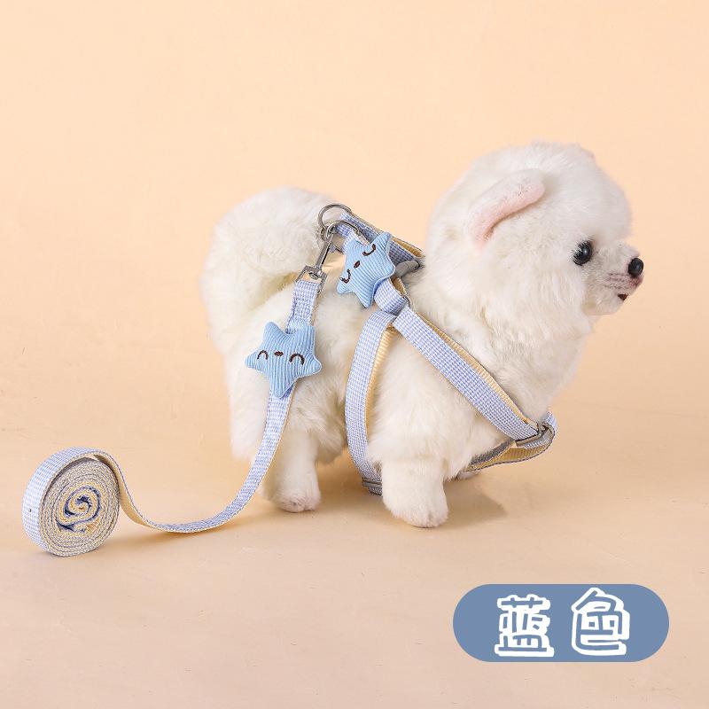 

Dog leash, five - pointed star puppet, pet traction rope, checked cotton cloth, for small dogs, starfish - shaped dog rope for 1.5-4kg синий