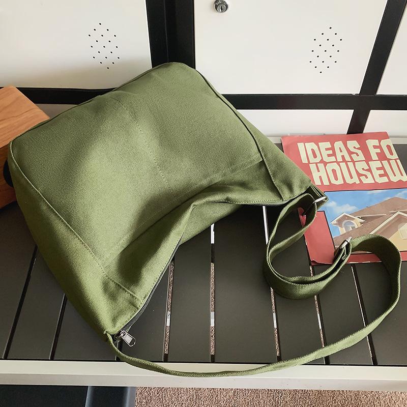 Canvas Bag Solid Color One Shoulder Crossbody Bag