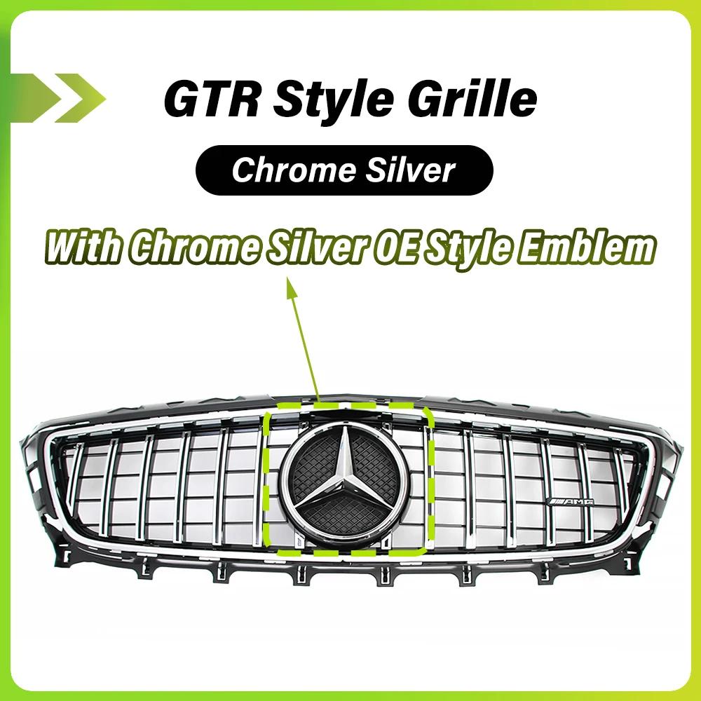 FOW5 Hot 2026 New For Benz Chrome GTR Style Upper Grille With Silver OE Style Badge Star Emblem Logo For Mercedes Benz CLS-Class W218