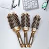 4-Piece Cylinder Curly Hair Roller Set: Pig Bristle Comb, Thermal Air Aluminum Comb, Ceramic Styling Comb.