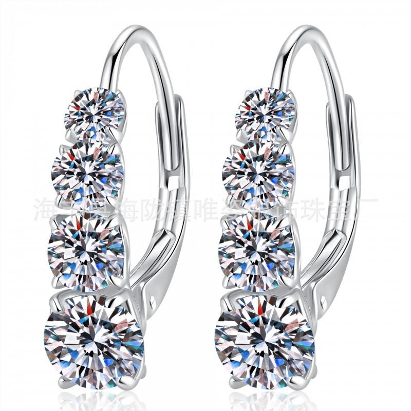 Sterling Moissanite Stud Earrings Geometric Starry Sky Design Lightweight Chic Daily Wear 925 Sterling Silver