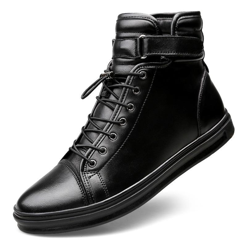 Men s High-Top Martin Boots, Top-Layer Cowhide, Autumn/Winter Velvet-Lined, British Style Workwear Military Boots. 40