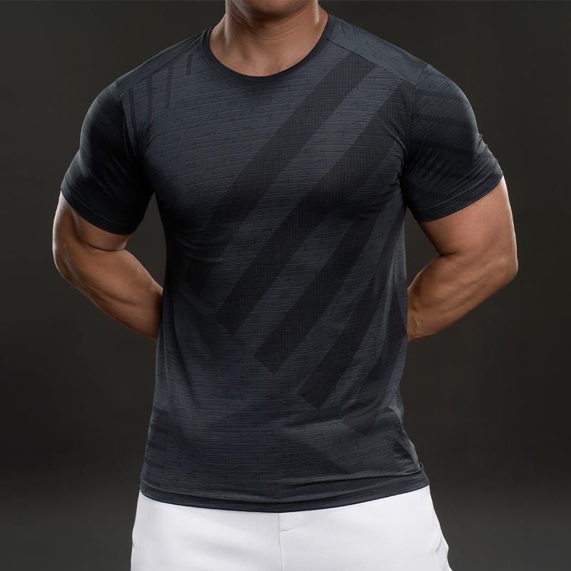 5868052 Summer 2025 American Casual Short-sleeved Fashionable Sports Slim Elastic Fitness Outdoor T-shirt Men