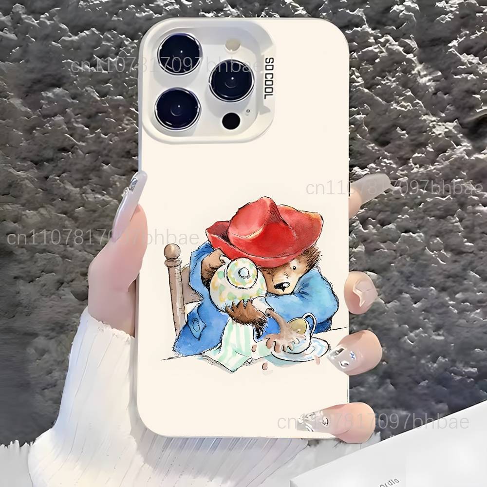 

P-PaddingtonS Bear Cute For iPhone 17,16,15,14,13,12,X,8,Pro,Max,Plus,SE4,Air,Mini Anti-Slip Design White IMD Matte Case iPhone16plus