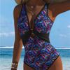 1011 New Swimsuit European Beautiful Women Print One-piece Swimsuit Hollowed Out Beach Leisure