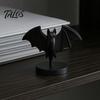 3D Printed Gothic Black Bat Statue, Bat Figurine with Stable Round Base, Halloween Gothic Tabletop Decor for Home, Dining Table & Party, Witchy