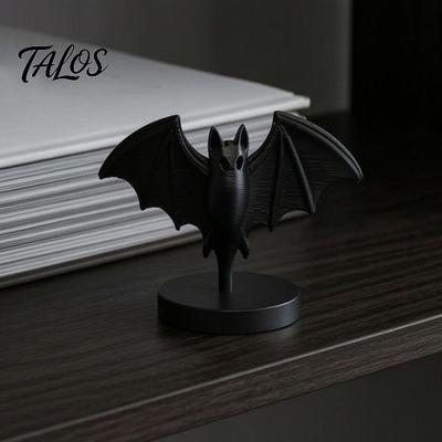 3D Printed Gothic Black Bat Statue, Bat Figurine with Stable Round Base, Halloween Gothic Tabletop Decor for Home, Dining Table & Party, Witchy