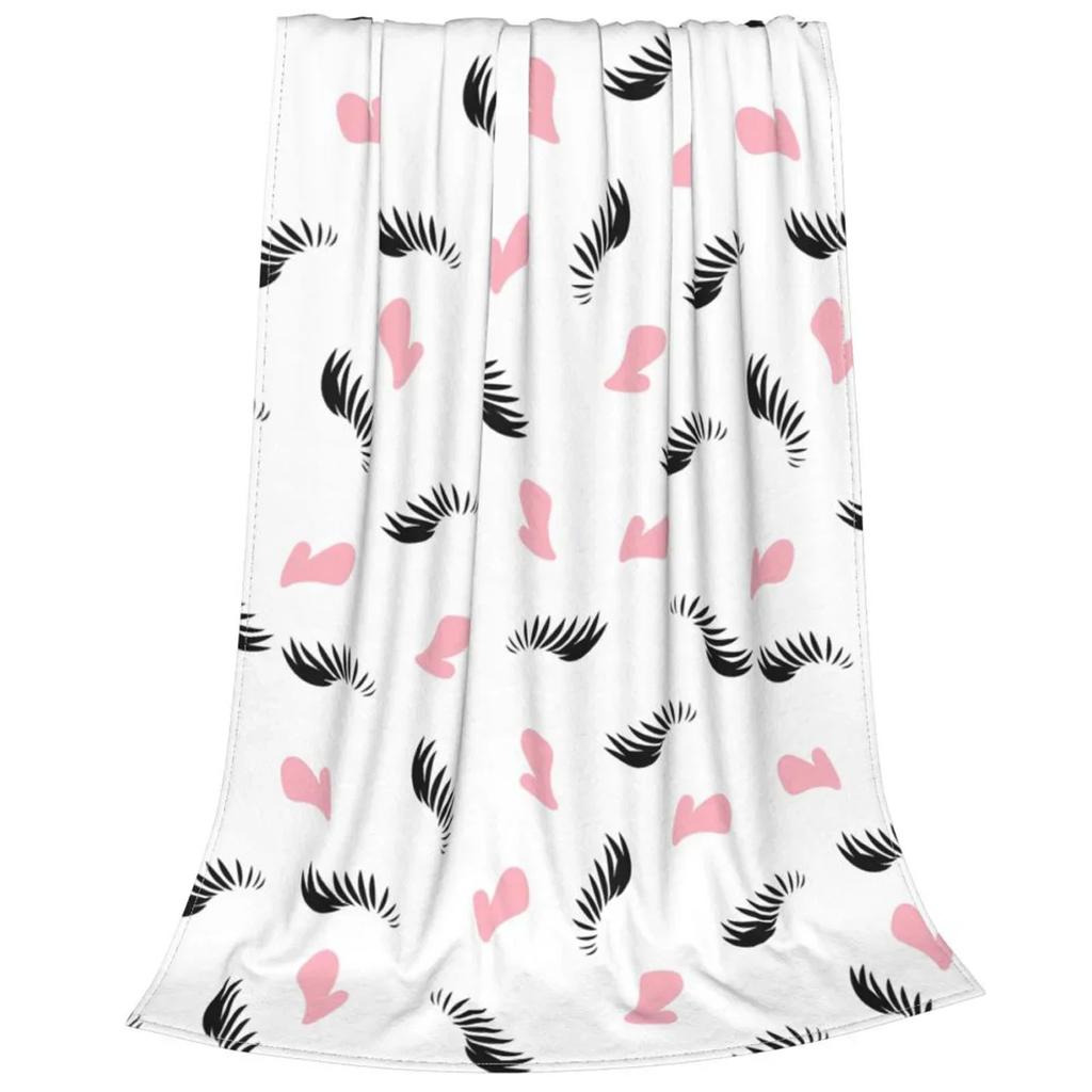 Cute Closed Eyes Plush Blanket Cartoon Beauty Eyelash Funny Throw Blanket Flannel Warm Soft for Home Hotel Sofa 125*100cm