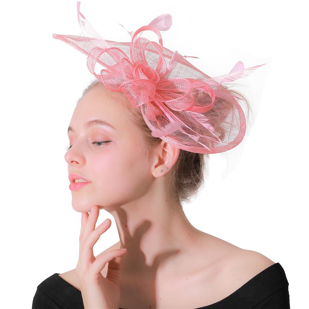 Europäische und Amerikanische Boutique Mode Simulation Blatt Kopfschmuck Rosa Hanfgarn Feder Einfach Promi Party Haarschmuck
