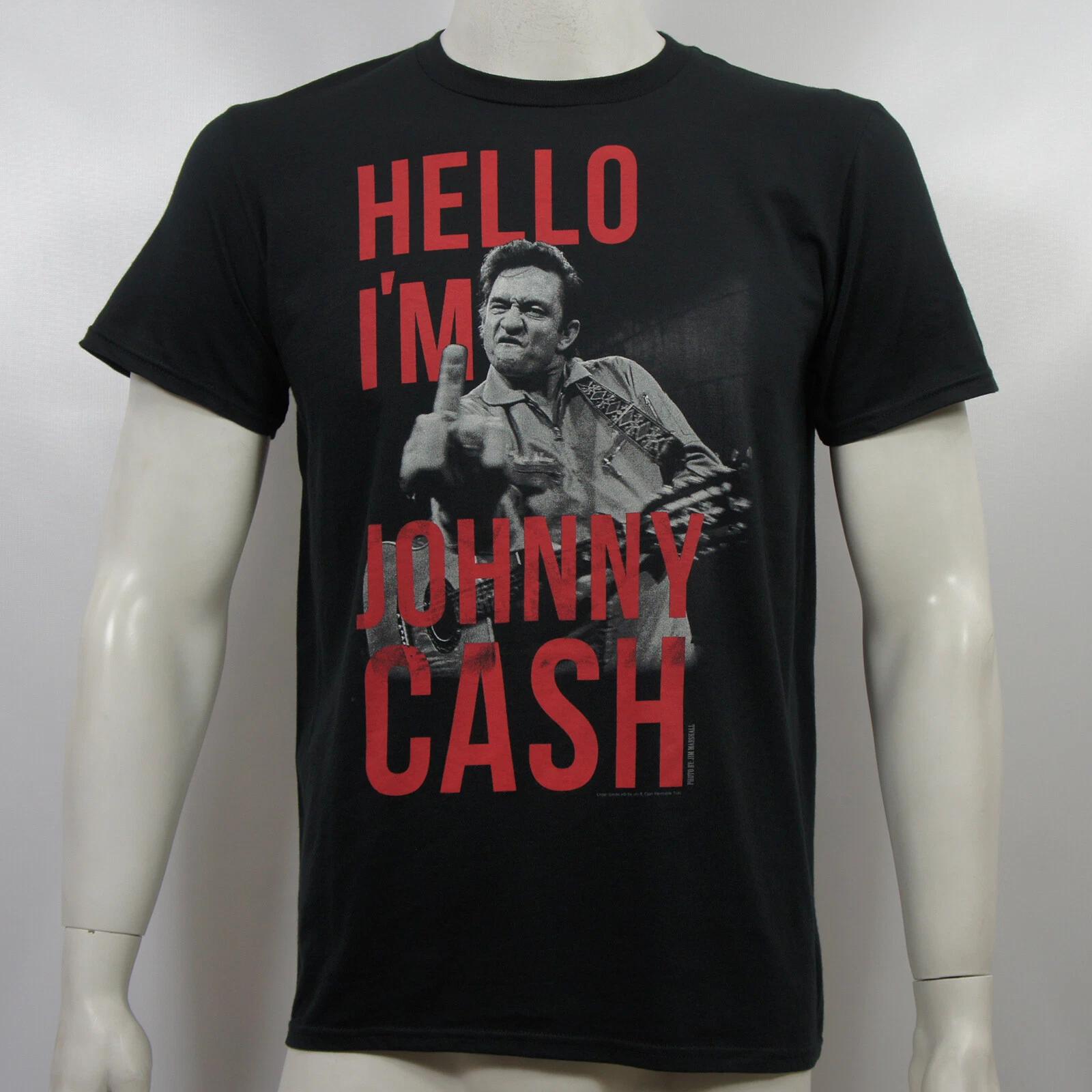 

Authentic JOHNNY CASH Hello I m Johnny Cash Finger Bird T-Shirt S M L XL 2XL NEW S