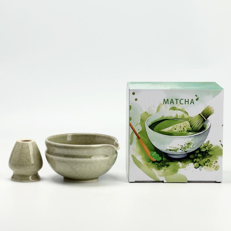 2Pcs/Set Ceramic Handmade Matcha Bowl with Spout Ceremony Tool Japanese Traditional Chawan Tea Set Accessories Matcha Gift Box