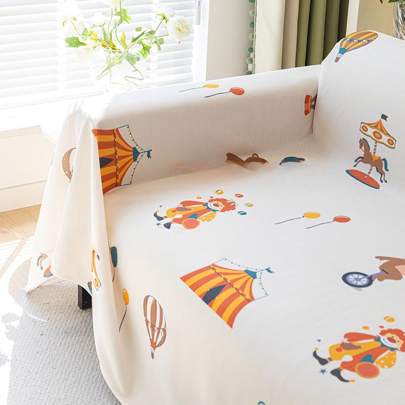 Summer Cool Breathable Ice Silk Sofa Towel Cute All-Inclusive Sofa Cover Dust Cover Living Room One-Piece Sofa Cover Cloth