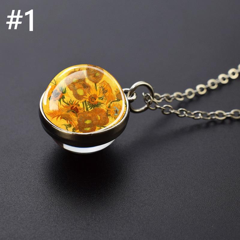 

Ожерелье с подвеской в ​​виде масляной живописи Ван Гога, креативная художественная картина маслом, стеклянный хрустальный шар, подвеска, подвесное ожерелье, подарок для женщин и девочек