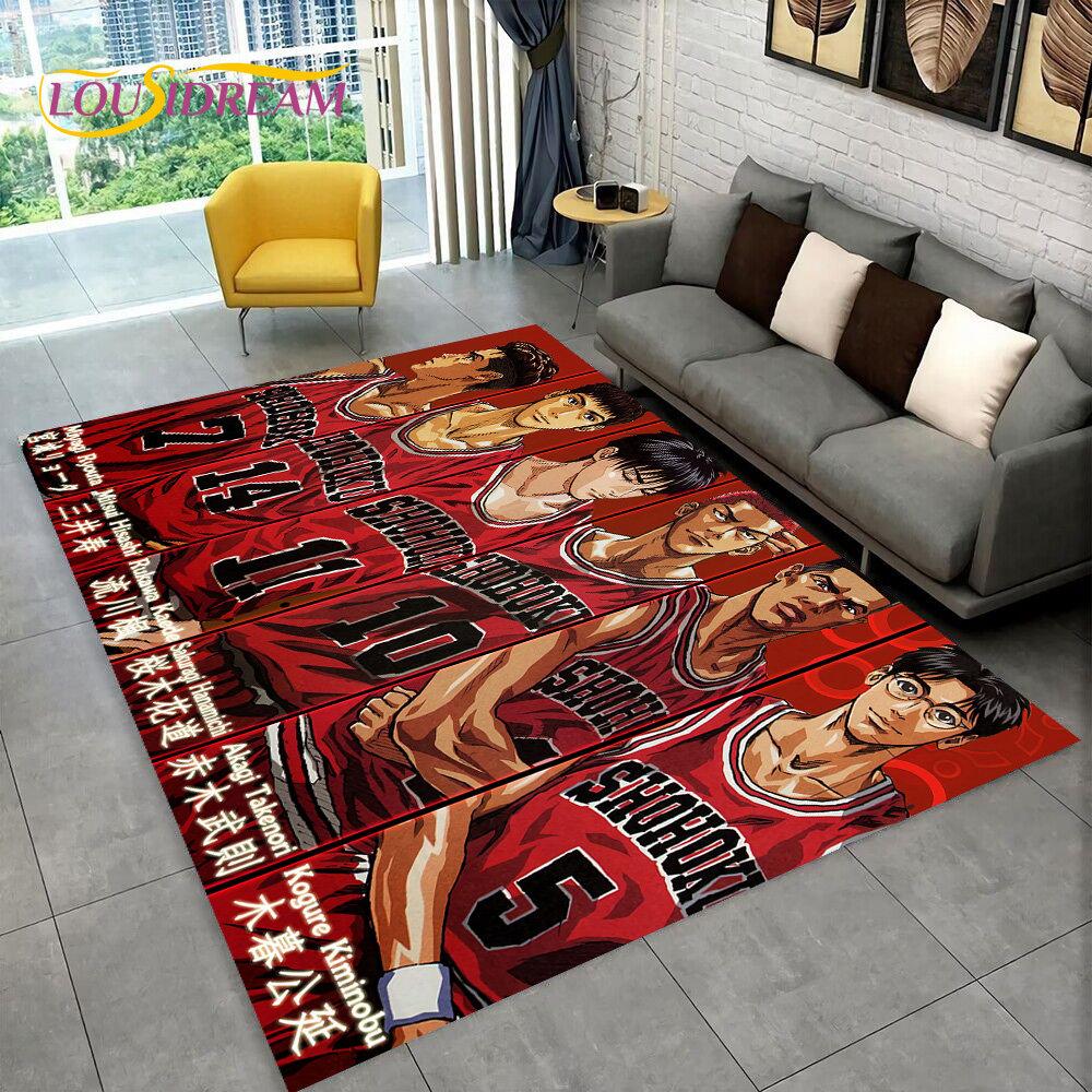 Tappeto Area Slam Dunk Anime Cartone Animato Giapponese, Tappeto per Soggiorno Camera da Letto Divano Zerbino Decorazione, Tappetino Antiscivolo per Bambini