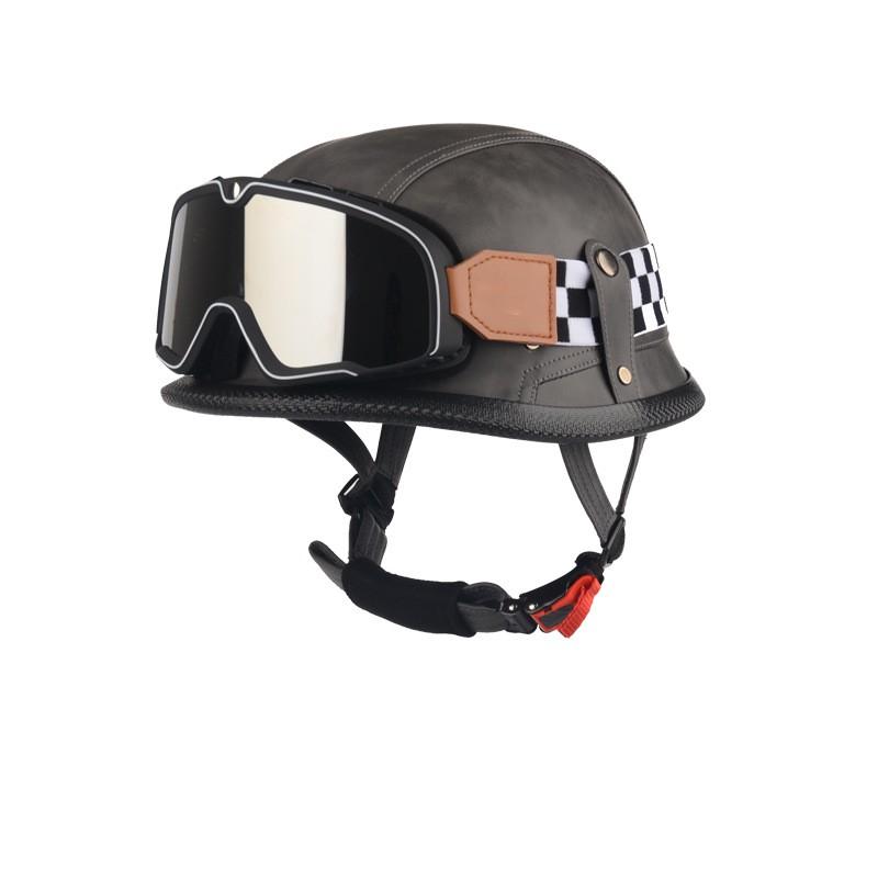 Vintage Military Style Half Face Motorcycle Helmet Harley Riders - ABS Shell 3C Certified Unisex Multiple Colors Visor