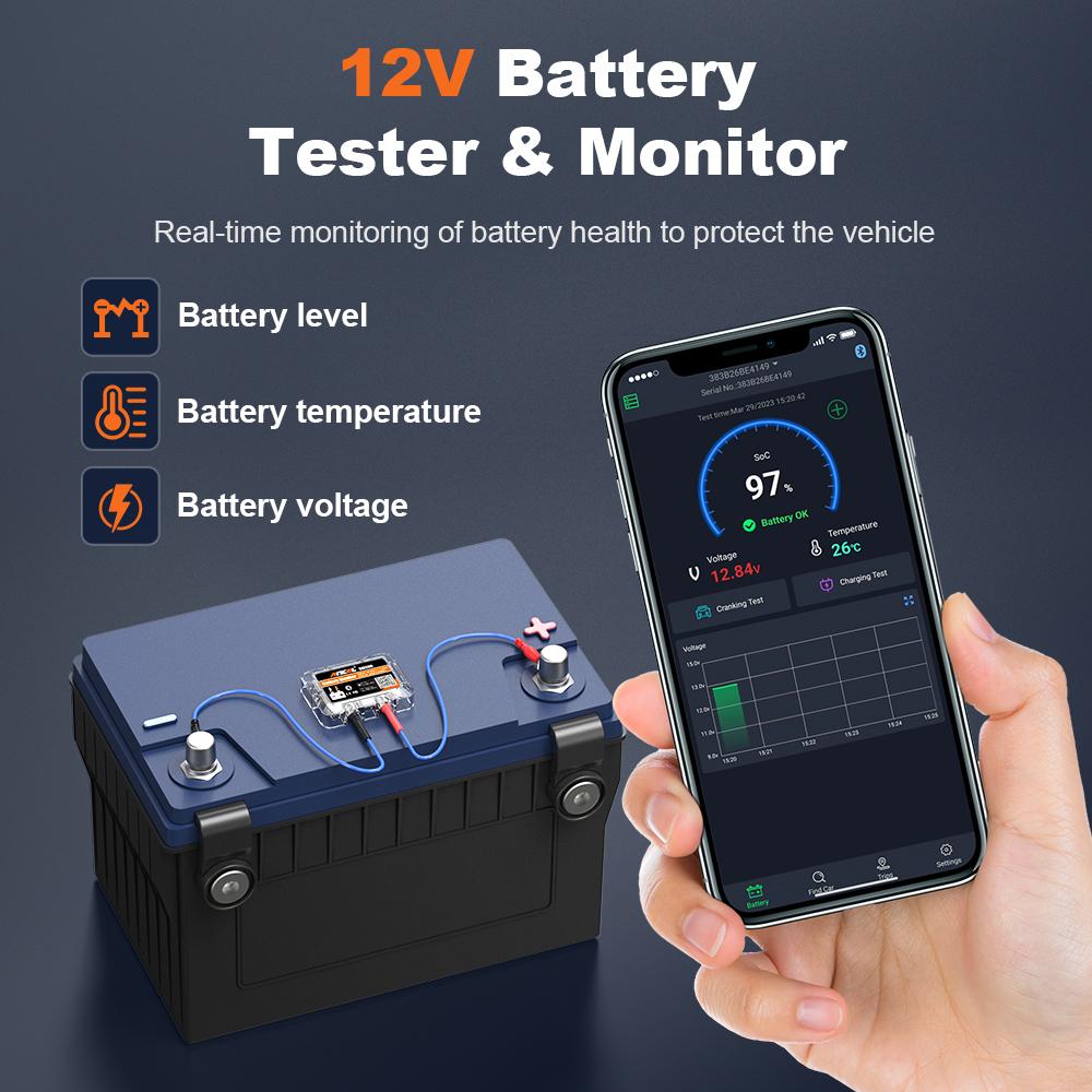 12V Battery Health Monitoring 12V Car Battery Monitor ANCEL BM200 Wireless Bluetooth 4.2 For Android IOS APP Battery Tester Tool