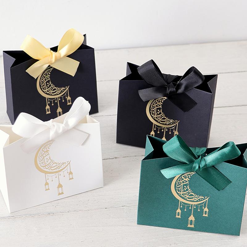Eid Mubarak Geschenkverpackungstaschen Tragbare Geschenktasche Keksbox Einkaufstasche Geburtstagsgeschenktaschen Verpackungstasche Kuchenboxen