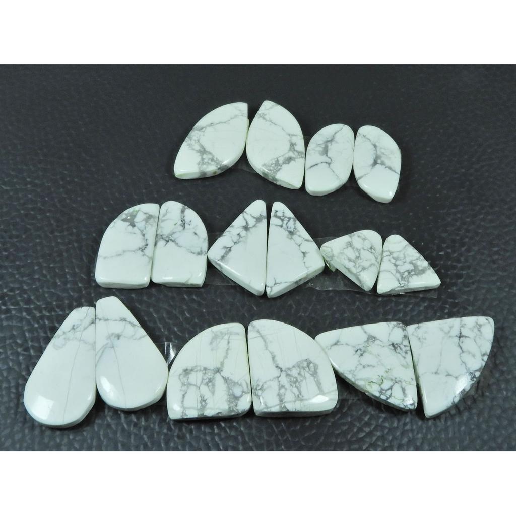 155Cts. Natural Howlite Matche Pair Fancy Cabochon Loose Gemstone 08Pair Lot C-3354