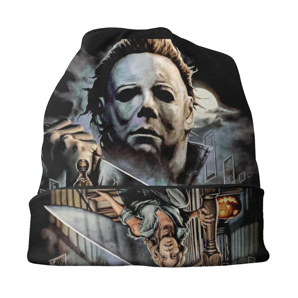 Michael Myers Knives Halloween Scary Movie Bonnet Beanie Knitted Hat Unisex Women Cool Winter Warm Skullies Beanies Cap for Ski