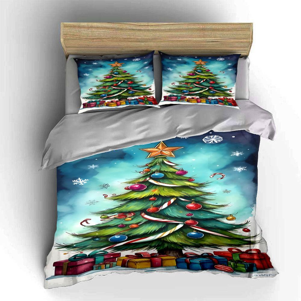 Christmas Tree with Gifts Bedding Duvet Cover Set Duvet Cover Pillowcases  (1*Duvet Cover 2*Pillowcases, without duvet insert)