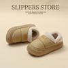 pu waterproof cotton slippers winter new bag heel indoor home non-slip soft sole outer wear cotton shoes winter