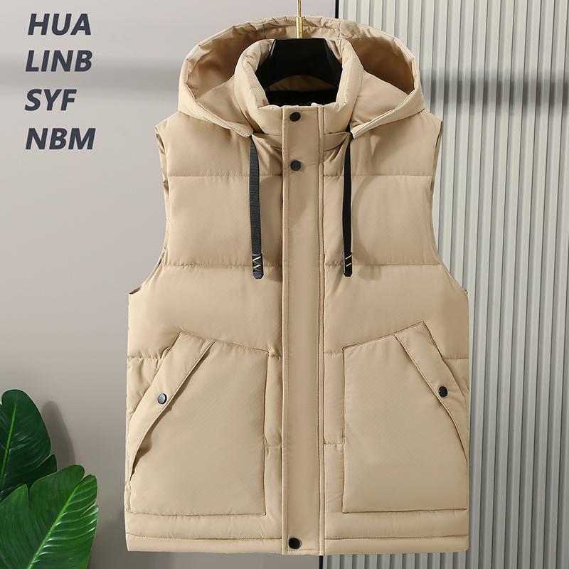 Plus Size S-8XL Waterproof Sleeveless Parka Man Waistcoat  Fashion Men's Warm Vest Hooded Korean Style Padded Coats