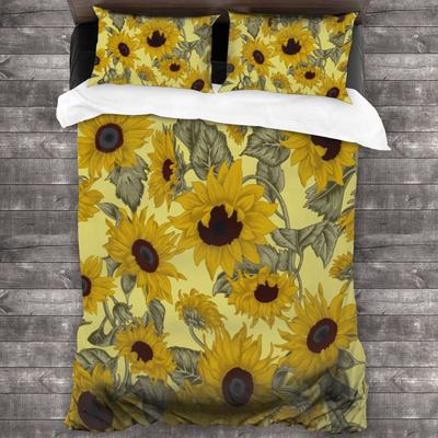 Sunflower Digital Printing, Home Textile Four-Piece Quilt Cover, Bedding Three-Piece Set