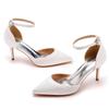 7cm Thin Heeled Large Size Sandals Banquet Women's Shoes High-end Silk High Heeled Sandals Satin Dress Long Skirt Shoes