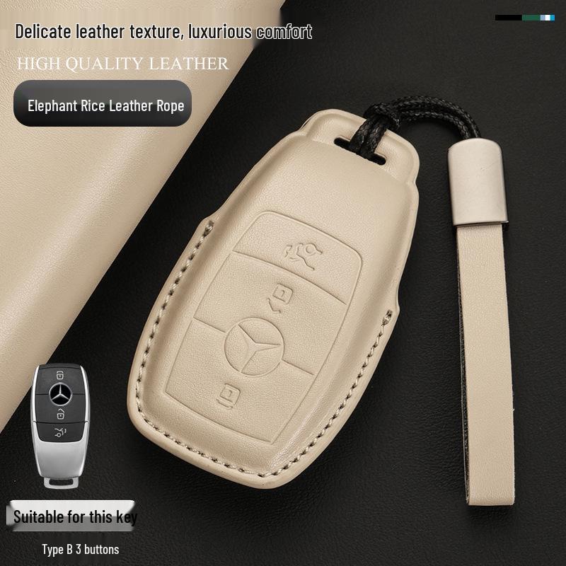 Genuine Leather Key Cover for Mercedes C260L, GLA, GLC300L, GLE, E300L, A200L, and GLB