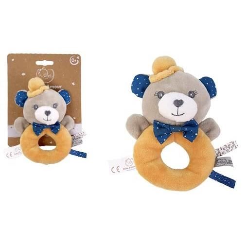 Dodo D'amour - Ours - Doudou - 022290 - Hochet - 13 Cm - Orange - Nais