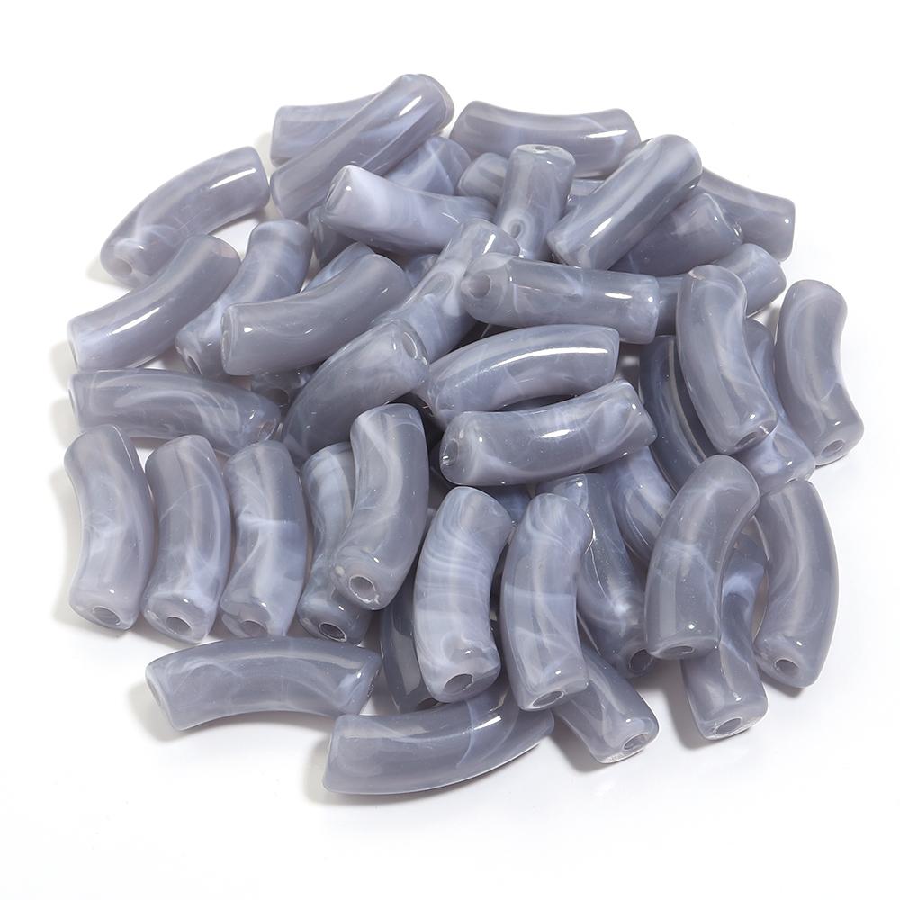 20pcs 35x11mm Acrylic Curved Tube Beads Dual Color Loose Beads For Jewelry Making DIY Handmade Necklace Bracelets Accessories