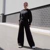 Womens Casual Solid Color Hoodie Wide Leg Pants Set Long Sleeve Relaxed Fit Streetwear Outfit