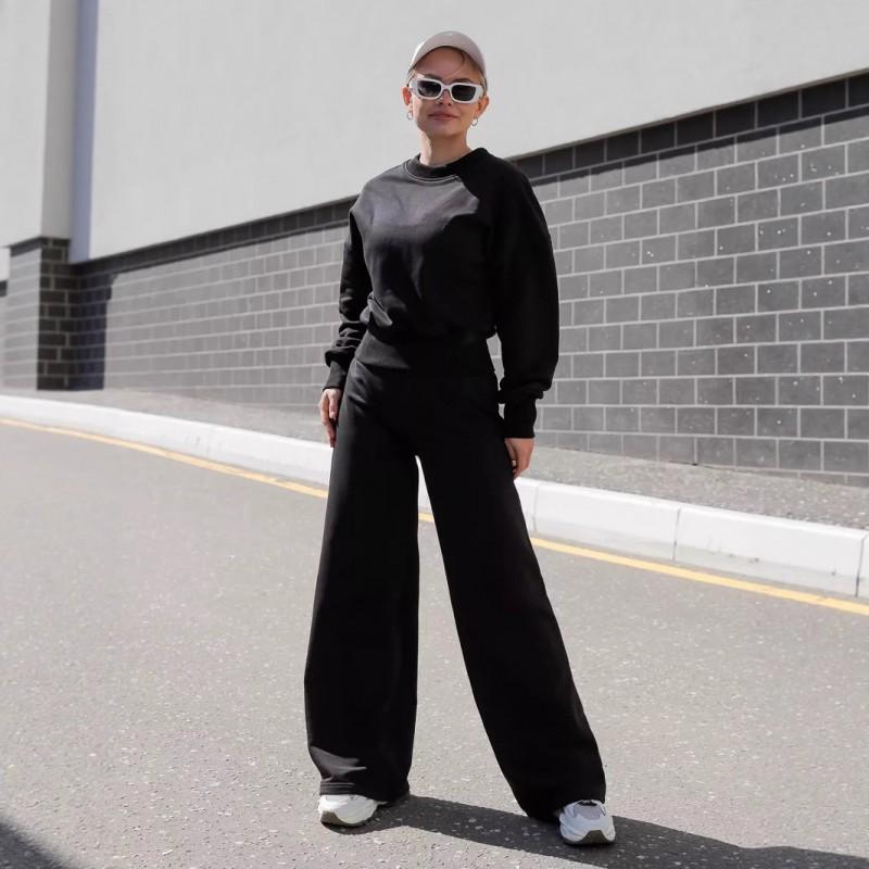Womens Casual Solid Color Hoodie Wide Leg Pants Set Long Sleeve Relaxed Fit Streetwear Outfit