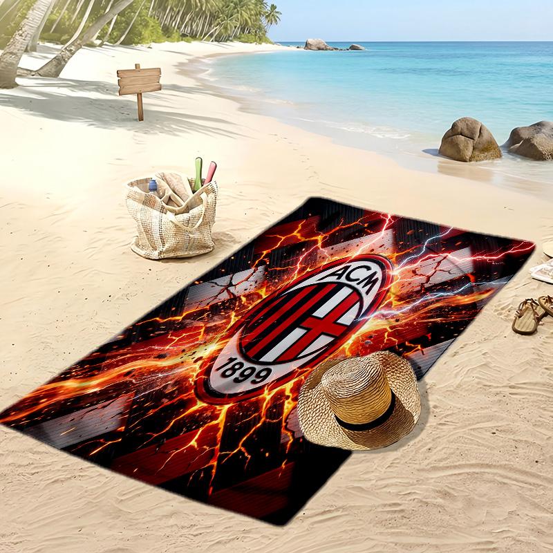 Asciugamano da Spiaggia Stampato AC Milan Asciugamano Morbido ad Asciugatura Rapida Coperta da Spiaggia Rettangolare Grande Portatile per Viaggi Piscina
