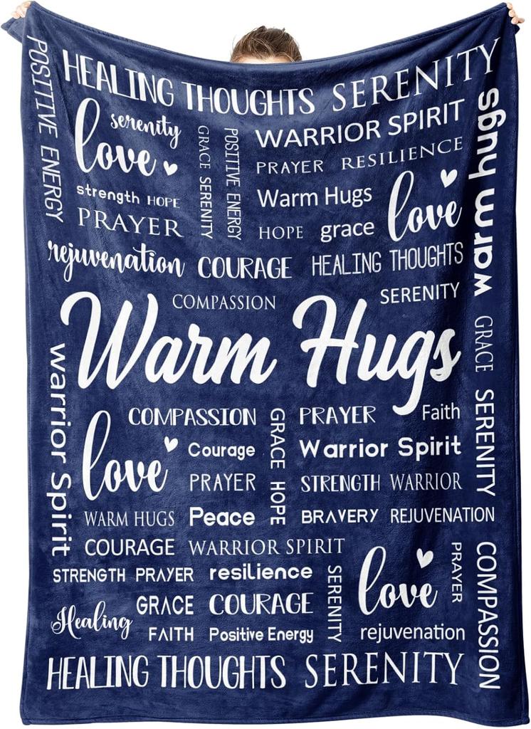 Afterprints Warm Hugs Healing Blanket  Soft Comfort Throw Blankets X Inspirational Get Well Gifts for Women Breast Cancer Suppor
