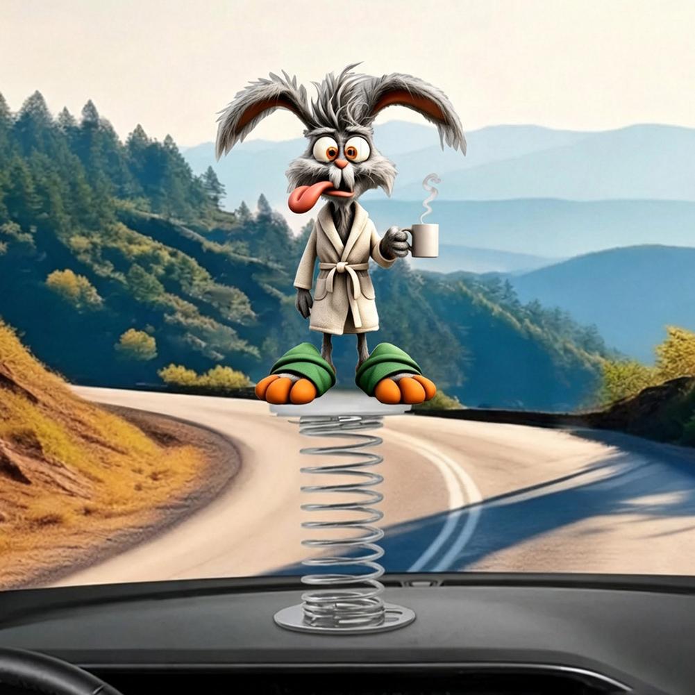 2D Acrylic Shaking Rabbit Ornament Funny Dashboard Decor Cartoon Rabbit Decor Ornaments For Car Bicycle Desk Home