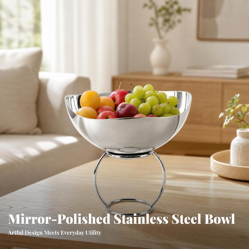 Stainless Steel Fruit Bowl Modern for Kitchen Counter, Entertaining Areas