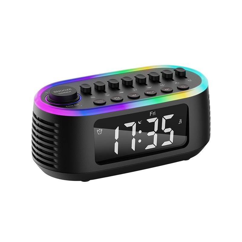 Mini Portable Bluetooth Speaker: Bedside & Desktop Wireless Alarm Clock with White Noise and TWS. чёрный